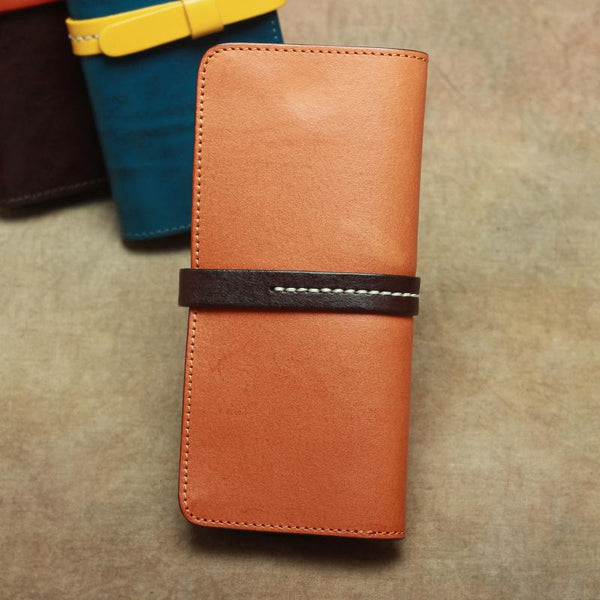 Vintage Leather Men's Bifold Long Wallet Black Brown Blue Long Wallet For Men FY01681083