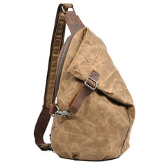 Cool Waxed Canvas Mens Sling Bag Chest Bag One Shoulder Packs for men