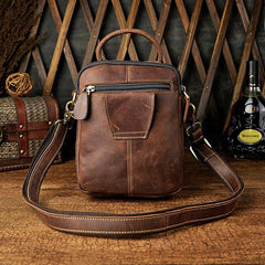 Mens Leather Small Side Bag COURIER BAG Waist Bag Holster Belt Case Belt Pouch for Men