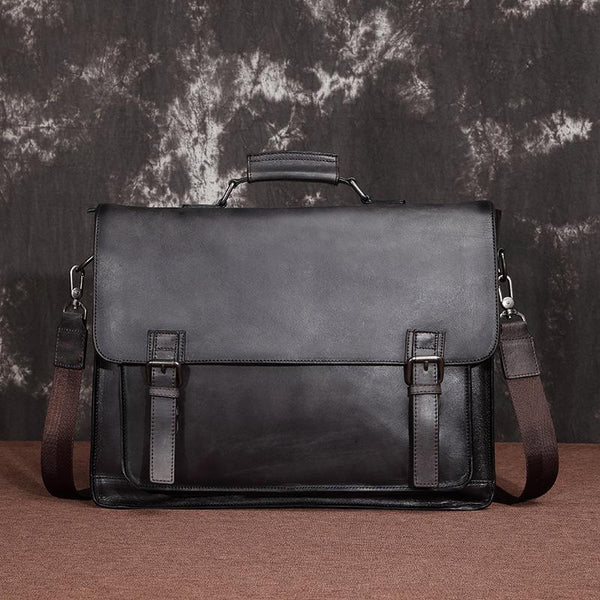 Brown Leather Men's Professional Briefcase 14‘’ Laptop Handbag Black Business Ba FY03491119
