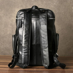 Black Leather Mens Backpack Cool Travel Backpack Hiking Backpack for men