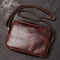 Casual Leather Mens Brown Side Bag Small Messenger BAG Brown Courier Bag FOR MEN