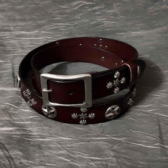 Cool Black Punk Leather Star Metal Rock Belt Motorcycle Belt Leather Belt For Men