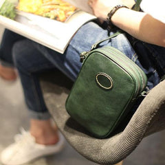 Leather Zip Shoulder Bag Small Square Crossbody Bag - Annie Jewel