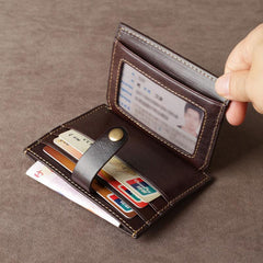 Leather Mens Cool Front Pocket Wallet Small Leather Wallet Men billfold Wallets  for Men