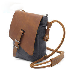 Cool Mens Waxed Canvas Leather Small Courier Bags Canvas Side Bags Messenger Bag for Men