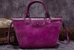 Genuine Leather Handbag Vintage Mini Tote Bag Shoulder Bag Crossbody Bag Purse For Women - EverHandmade