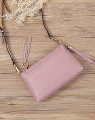Pink Zip Leather Wristlet Wallet Womens Small Crossbody Purse Minimalist Shoulder Bag for Women