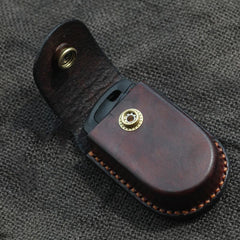 Cool Handmade Brown Leather Mens Car Key Case Car Key Holder with Belt Loop For Men