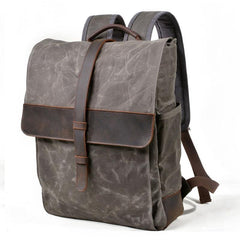 Waxed Canvas Leather Mens Backpack Canvas Travel Backpacks Canvas School Backpack for Men