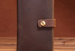 Handmade Genuine Leather Wallet Long Leather Wallet Bifold Wallet Bag For Mens