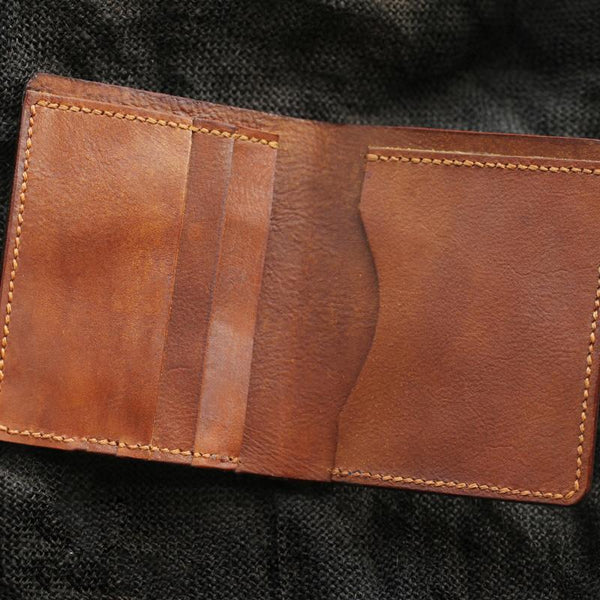 Cool Brown Leather Mens Vertical Small Wallet billfold Wallet Bifold Slim Wallet CB0118030