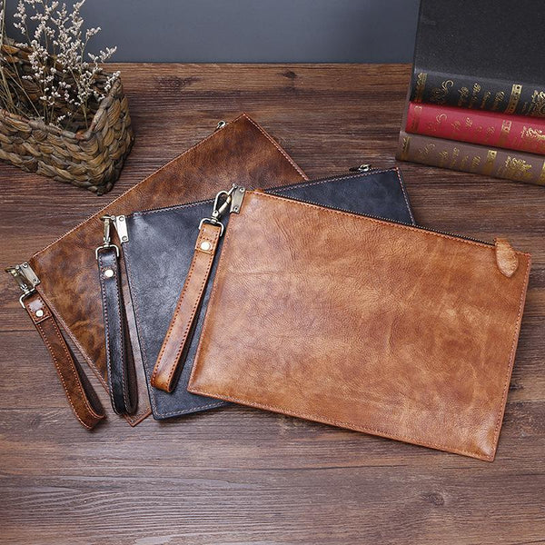 COOL MENS LEATHER ZIPPER LONG CLUTCH WALLETS - Back View