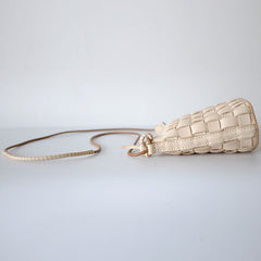 Cute Leather Beige Braided Womens Small Crossbody Purse Mini Shoulder Bag for Women