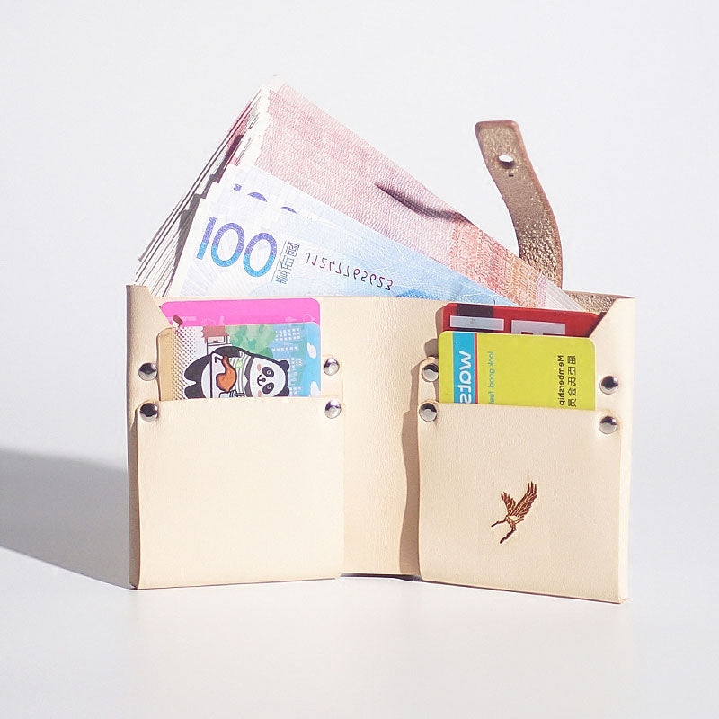 Handmade LEATHER Black Beige Womens Bifold Small Wallet Cute Leather Small Wallet FOR Women