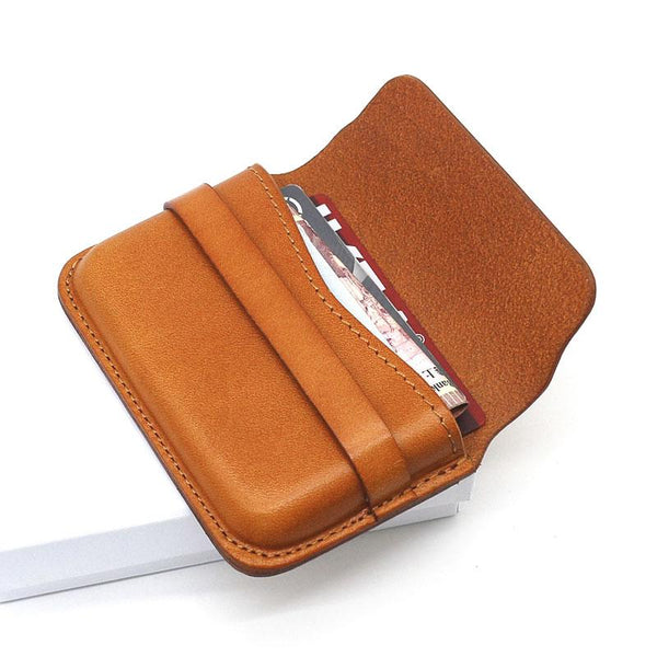 Brown Leather Mens Card Wallet Front Pocket Wallets Cool Small Change Wallet for SEP00781043