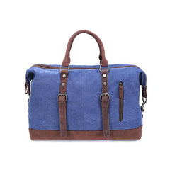 Canvas Leather Mens Large Blue Weekender Shoulder Bag Green Travel Duffle Bag Luggage Bag for Men
