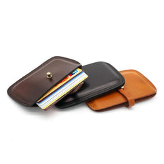 Handmade Leather Mens Card Wallet Front Pocket Wallets Small Wallets for Men