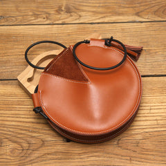 Cute LEATHER WOMEN SHOULDER Circle BAG Crossbody Round Purses FOR WOMEN