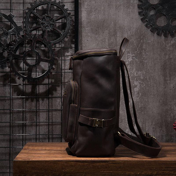 Cool Coffee Mens Leather Hiking Backpack Travel Backpack Leather Backpack for Me REAL04591021