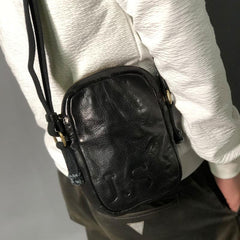 Handmade Genuine Leather Mens Cool Messenger Bag Sling Bag Chest Bag Bike Bag Cycling Bag for men