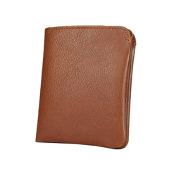 Leather Men's Billfold Wallet Bifold Small Wallet Black Slim Wallet Front Pocket Wallet For Men