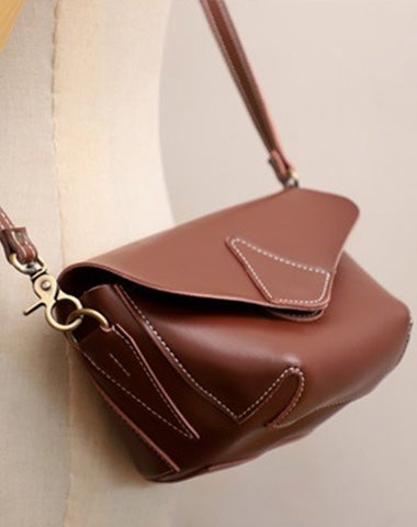 Cute Coffee LEATHER WOMEN Small SHOULDER BAG Handmade Small Crossbody Purse FOR WOMEN