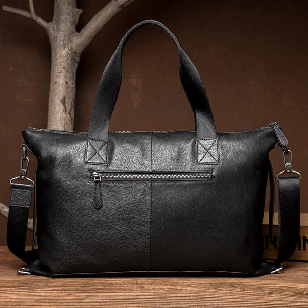 Black Leather Mens 15 inches Briefcase Laptop Bags Business Handbag Work Bag for MSG04581101