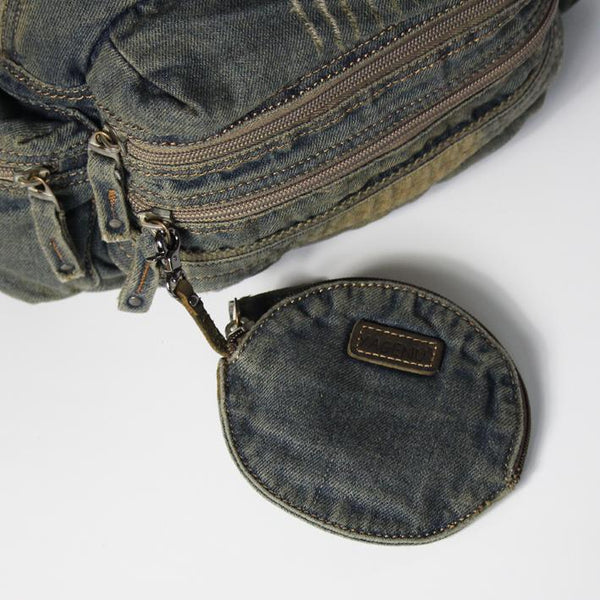 Blue Denim Mens Small Wallet billfold Wallet Keychain Wallet Coin Purse For Men AIZ00351027