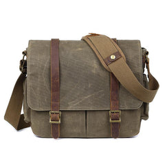 Canvas Leather Mens Waterproof 14'' Green CANON CAMERA Khaki Messenger Bag NIKON CAMERA Side BAG Gray DSLR CAMERA BAG