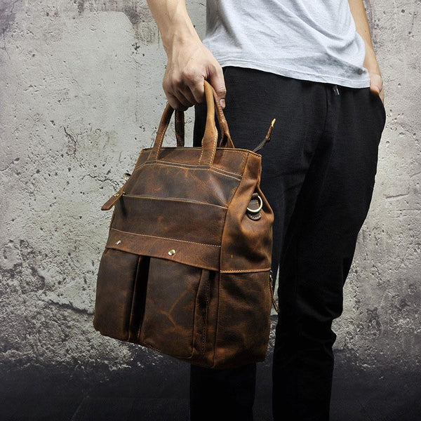 Cool Leather Vintage Brown Handbag Mens Backpacks Travel Backpack School Backpac FY03192108