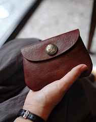 Vintage Women Brown Leather Billfold Wallet Slim Coin Wallets Headphone Case Cord Organizer For Women