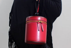 Genuine Leather round circle clutch purse handbag Wristlet bag for women leather