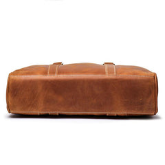 Vintage Brown  Leather Men's Professional Briefcase 14inch Computer Briefcase Handbag For Men