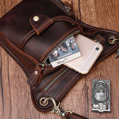 Cool Leather Small Side Bag Messenger Bag Waist Bag Small Shoulder Bag For Men