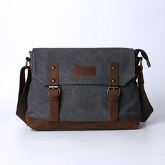 Casual Canvas Mens Womens Simple 10‘’ Side Bag Green Courier Bag Messenger Bag Backpack for Men