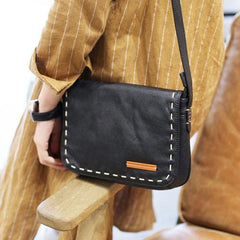 Leather Black Satchel Bag Women's - Annie Jewel