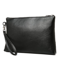 Black Leather Mens Wristlet Wallet Bag Zipper Clutch Wallet For Men
