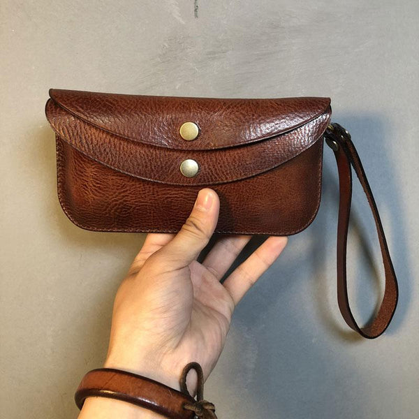 Genuine Leather Mens Cool Long Leather Wallet - Back View