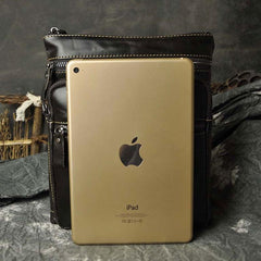 Mens Leather Small Side Bag Messenger Bag Courier bag for Men