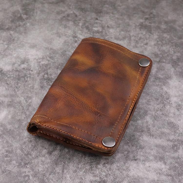 Brown Leather Men Billfold Wallet Leather Black Vertical Bifold Wallet with Coin Pocket For Men