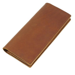 Cool Black Mens Leather Bifold Long Wallets Checkbook Wallet for Men with Coin Holder