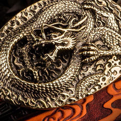 Handmade Leather Tooled Chinese Dragon Mens Belt Custom Cool Leather Men Belts for Men