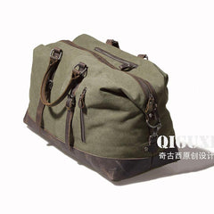 Mens Waxed Canvas Leather Weekender Bag Canvas Overnight bag Travel Bag for Men
