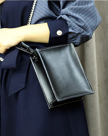 Cute Black Leather Phone Purse Women Side Bag Box Phone Crossbody Purse For Women