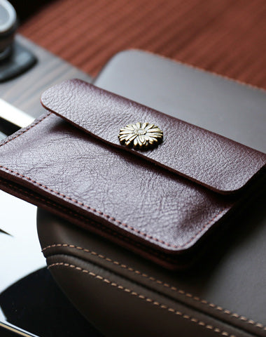 Cute Women Wine Leather Mini Card Wallet Sunflower Coin Wallets Slim Change Wallets For Women