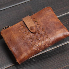 Cool Mens Small Leather Wallets Men Zipper billfold Wallets Bifold for Men