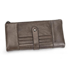 Brown Leather Long Wallet for Men Bifold - Side View