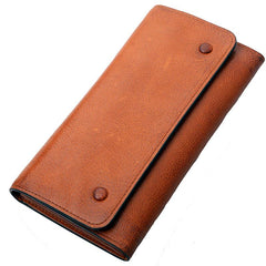 Tan Cool Leather Mens Long Wallet Black - Side View