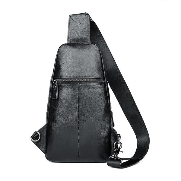 Badass Black Leather Backpack Men's 8-inch Sling Bag Chest Bag One shoulder Back FY01591046